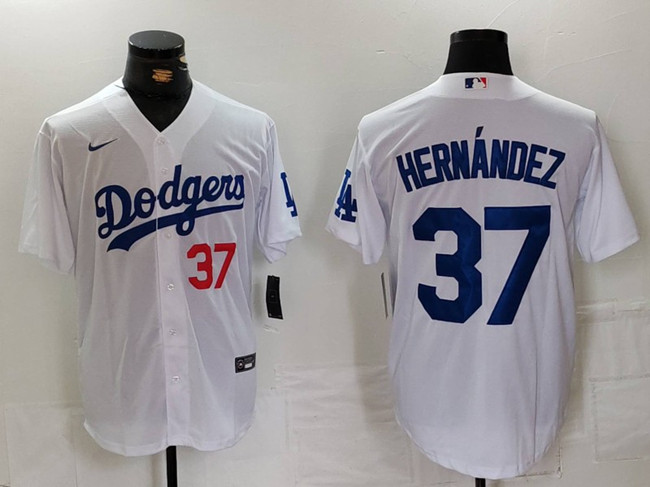 Men's Los Angeles Dodgers #37 Teoscar Hernández White Stitched Baseball Jersey Men's Los Angeles Dodgers #37 Teoscar Hernández White Stitched Baseball Jersey